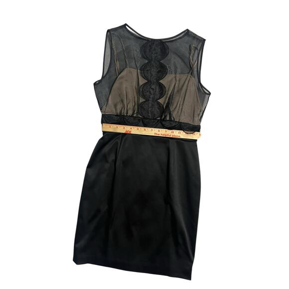 Max and Cleo Black Sheer Satin Cocktail Mini Dress Sleeveless Size 8 Semi Formal - Picture 9 of 12